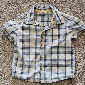Cherokee Light Blue and Cream Plaid Button Down Shirt